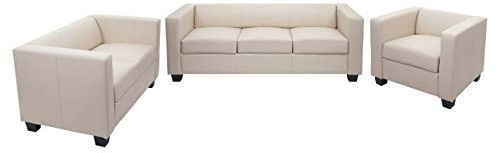 3-2-1 Sofagarnitur Couchgarnitur Loungesofa Lille - Kunstleder, creme