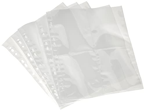 VELOFLEX - Fotohüllen DIN A4 für 10 x 15 cm hoch, 5 Stück | Fotosichthüllen, Sammelhüllen, PP-Folie, für 8 Fotos, beidseitig befüllbar, Euro-Lochung, weißes Trennblatt