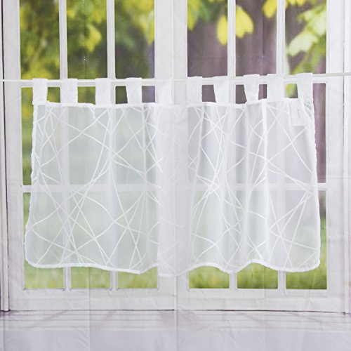 Elbersdrucke Bistrogardine Crossover Voile 00 weiß transparent 48 x 140 cm Scheibengardine für Küche Küchenfenster Sichtschutz
