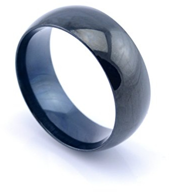 Vault 101 begränsad svart anodiserad herr dam rostfritt stål högpolerad bandring (8 mm bred) e rostfritt stål, R, colore: 8mm (Size - R), cod. BLACKPLAINRING8MM9