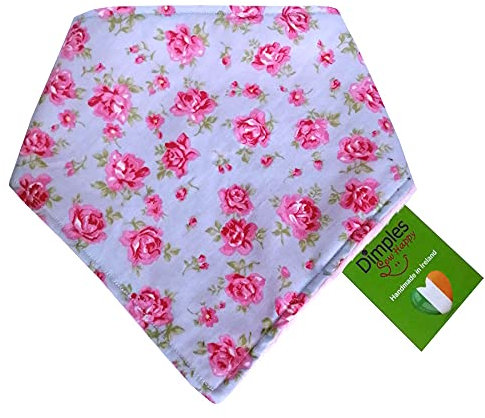 Dimples Hundehalstuch - Romantik Rosen Himmelblau - Halstuch, Bandana, Dreieckstuch für Welpen und Katzen - Hunde Tier Besitzer Geschenk - Handgemachtes Accessoire 40cm