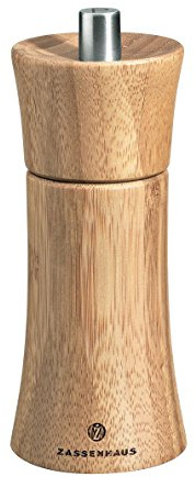 Zassenhaus Pfeffermühle Frankfurt Bambusholz Mahlwerk aus Hochleistungskeramik, Made in Germany, Maße: H: 14 cm, D: 5,7 cm, 023213 | Gewürzmühle für Pfeffer, Salz, Gewürze und Kräuter, stufenlos einstellbar, Hochleistungskeramik-Mahlwerk, Garantie