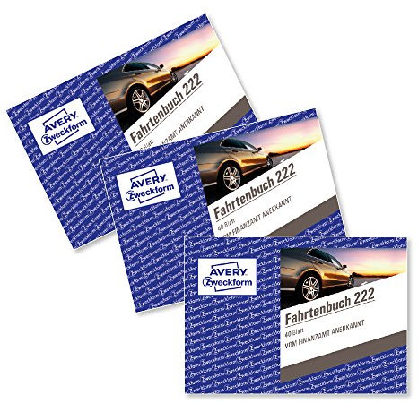 AVERY Zweckform 222-3 Fahrtenbuch für PKW (A6 quer, 40 Blatt) 3er Pack, weiß