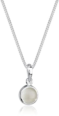 Elli Halskette Damen Anhänger Rund mit Mondstein i 925 sterlingsilver, 450, Fasettsnitt, Månsten