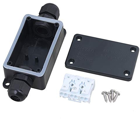 IP65 Kabelmuffe, Unterwasser, Kunststoff, Verteilerdose für 2 Kabel mit P02-3-Anschluss, Schwarz