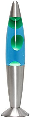 Licht-Erlebnisse Lava Lampe Blau Grün, 36 cm, inklusive Leuchtmittel, G9 25 W mit Kabelschalter, Geschenkidee Weihnachten, Lavalampe klein Retro, Mini Lavalampe