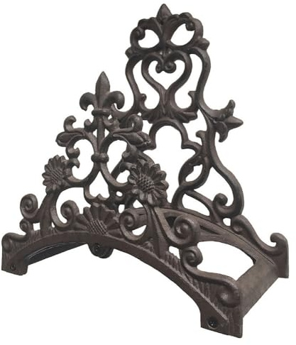 zeitzone Gartenschlauchhalter Lilie Wand-Schlauchhalter Gusseisen Landhaus Antik-Stil