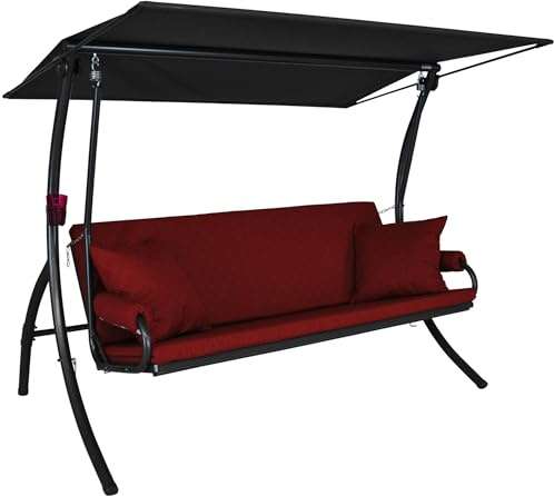 ANGERER Hollywoodschaukel Elegance Joy rot | Gartenschaukel Made in Germany, Schaukel zum Sitzen, Liegen und Entspannen, inklusive Bett-Funktion, einfache Montage