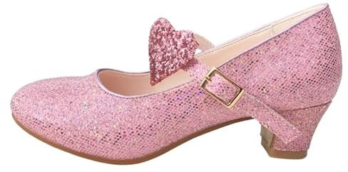 LA Senorita Chaussures Princesse [Taille 24 à 35] Rose avec Grande cœur Scintillement pour Filles