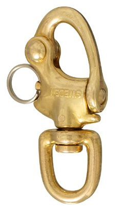 Yacht Steel Schweden Schnappschäkel mit Wirbelauge 75mm Messing/Bronze