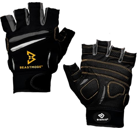 Bionic mäns odjur-läge fitness fingerlösa handskar, medium