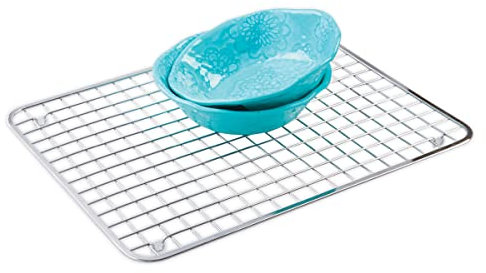 iDesign Rejilla Protectora para el Fregadero, Protector de Acero Resistente a la corrosión, Rejilla metálica con pies Antideslizantes, Plateado