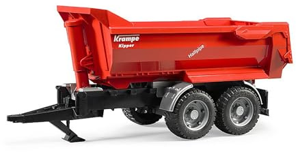 bruder 02225 - Krampe Tandem-Halfpipe-Kippanhänger | Muldenkipper für Landwirtschaft, Bauernhof, Traktor Anhänger, Maßstab 1:16