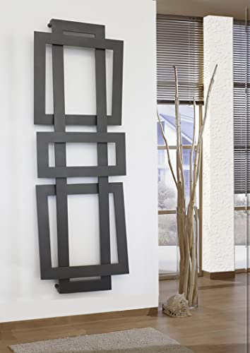 Badheizkörper Design ART 2 HxB 180 x 60 cm 1019 Watt moonstone-grau/anthrazit Szagato Handtuchheizung Handtuchwärmer Design Heizkörper Mittelanschluss Bad Heizkörper vertikal modern
