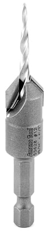 Amana Tool Carbide Tipped 82 Degree Countersink Tapered Drill Bit, 55628, Screw 12, 1/2 Dia x 9/64 Drill D x 1/4 Hex Shank