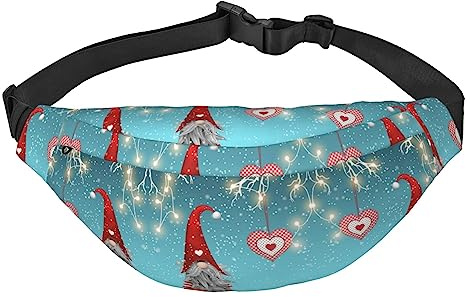 Amerikansk flagga fyrverkeri midjeväska för män kvinnor, crossbody-midjeväska, stor crossbody-väska, med justerbara bälten, Traditionell julgnom, En storlek