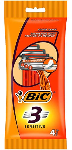 Tre förpackningar med BiC 3 känsliga trippelblad engångsrakhyvel – 4-pack