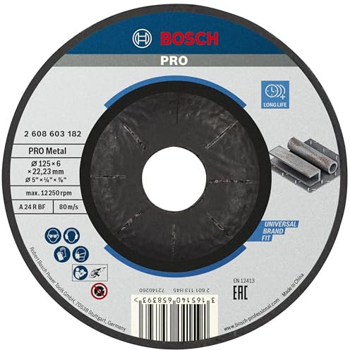 Bosch 1x PRO Metal Longlife Schleifscheibe für kleine Winkelschleifer und 22,23‑mm-Bohrung (für Stahl, Ø 125 mm, Professional Zubehör Kleiner Winkelschleifer)