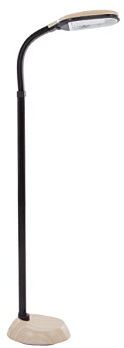 Lavish Home Adjustable Floor Lamp for Bedroom with Bendable Neck - Full Spectrum Natural Sunlight Lamp for Office and Living Room - Reading, Craft, and Esthetician Light (Light Woodgrain)