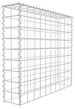 GABIONA Cesta de piedra de gavión rectangular, malla de 10 x 10 cm, profundidad de 20 cm, cesta de cultivo tipo 3, cierre de espiral, galvanizado (100 x 90 x 20 cm)
