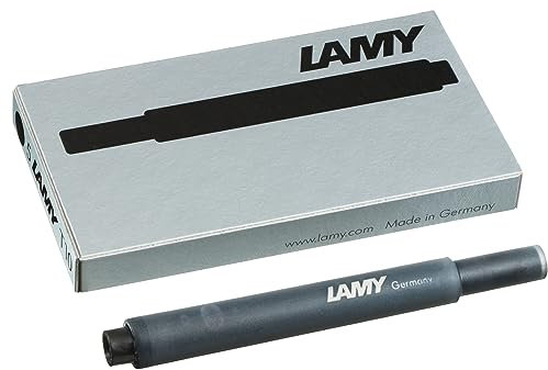 LAMY T10 Tintenpatronen mit großem Tintenvorrat - geeignet für alle Lamy Patronenfüllhaltermodelle - Inhalt 1,25ml je Patrone - 5 Stück pro Päckchen - Tintenfarbe schwarz