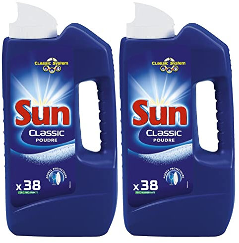 Sun Poudre de Lavage Lave-Vaisselle Classic 1,235kg 38 Lavages - Lot de 2