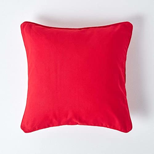 Homescapes rote Kissenhülle 45 x 45 cm, Deko-Kissenbezug mit Reißverschluss aus 100% Baumwolle, unifarbener Zierkissenbezug für Dekokissen und Sofakissen