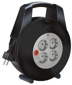 Brennenstuhl - Carrete de Cable Vario Line - 15 MT con 4 Tomas Italianas, Negro, 1093205