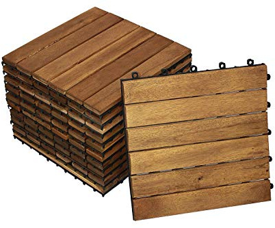 SAM Terrassenfliese 01, Akazienholz, geölt, 44 Fliesen für 4m², 30x30cm, Bodenbelag, Garten- Klickfliesen