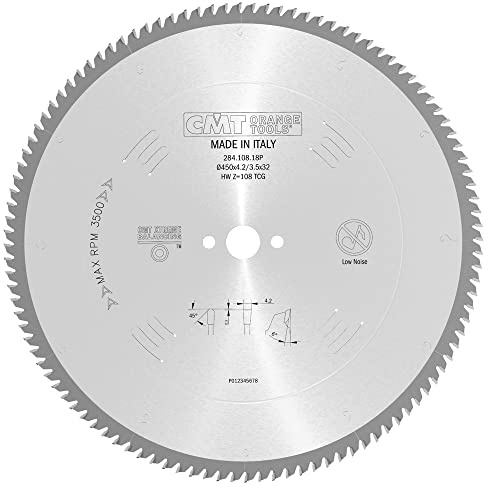 CMT Orange Tools 284.108.18p – Kreissägeblatt für Aluminium 450 x 32 x 3.8 Z 108 TCG 5 Grad pos.