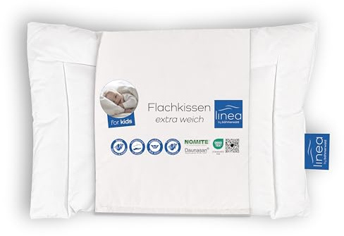 linea Böhmerwald 169600-39 - Almohada Plana, 40 x 60 cm, 90% de plumón y 10% de Plumas, Color Blanco