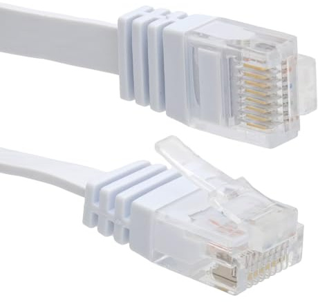 kenable Flat Cat6 Ethernet Cable Low Profile Gigabit Network Patch Lead RJ45 Pure Copper 1000Mbps 20m White