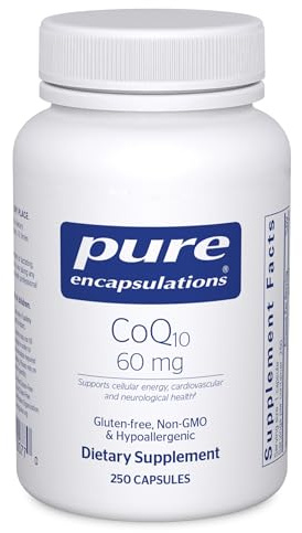 Pure Encapsulations CoQ10 60 mg | Coenzyme Q10 Supplement for Energy, Antioxidants, Brain and Cellular Health, Cognition, and Cardiovascular Support* | 250 Capsules
