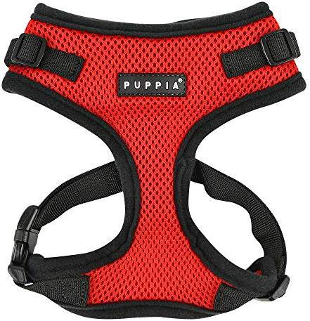 Authentic Puppia RiteFit Harness with Adjustable Neck, Red, Small