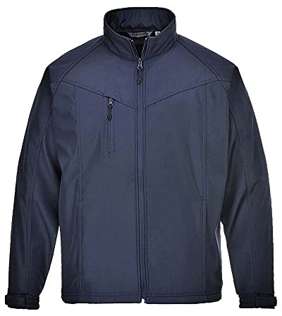 Portwest TK40 Oregon Softshell Stehkragen Langarm Fleecegefüttert Polyester | Marine, M, UPF 50+, Handytasche mit Reißverschluss, Wasserabweisend, Atmungsaktiv, Klettverschluss