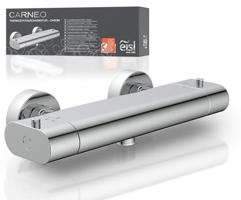 EISL Thermostat Duscharmatur CARNEO, Mischbatterie mit Thermostatregulierung, Brausearmatur mit Sicherheitssperre bei 38°C, Chrom 1230090
