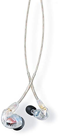 Shure SE425-CL Auricolari professionali con design over-the-ear, tecnologia Sound Isolating con doppio MicroDriver ad alta definizione, suono naturale e accurato, cavo da 3.5 mm, Trasparenti
