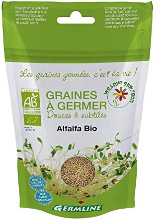GERM'LINE - Graines à Germer Alfalfa Bio | Riche en Protéines & Fibres | Faciles à Cultiver | Sachet 150g | Fabrication française