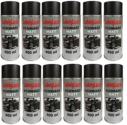 12x Schwarz matt Lackspray Spraydose, Sprühdose 400 ml je Spraydose