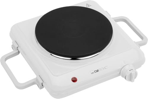 Clatronic® Kochplatte für Camping, Küche oder Büro | Kochplatte 1er: Ø ca. 180 mm | Herdplatte mit stufenlos regelbarem Thermostat & Kontrollleuchte | hitzebeständige Lackierung | 1500W | EKP 3582