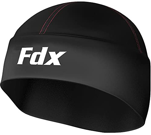 FDX Cycling Skull Cap Under Helmet Bike Thermal Running Cap (Small/Medium) Black