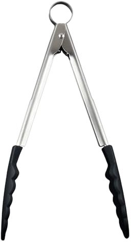 Cuisipro Edelstahl Servierzange mit Silikonenden 74708602 hochwertige Küchenzange mit schwarzen Antihaft Silikonenden für sicheres Greifen und Heben. Maße: 24 x 3,5 x 3,5 cm