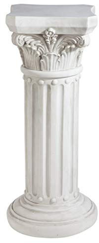 Design Toscano Athena Corinthian Furniture Pedestal Column Plant Stand, 16 Inches Wide, 16 Inches Deep, 33 Inches High, Handcast Polyresin, Antique Stone Finish
