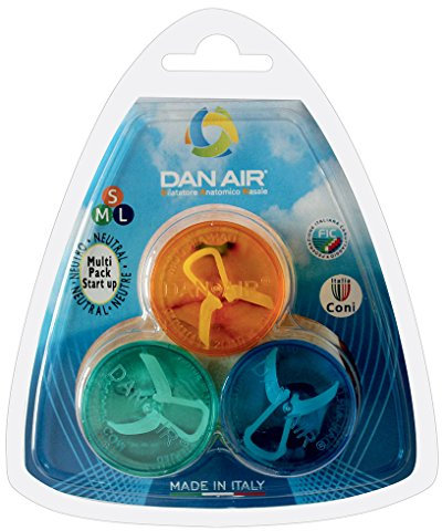 DanAir - 3 Dilatatore Nasale Antirussamento Made in Italy, Divaricatore Naso per Attività Sportive - Dispositivo Anti Russamento Uomo e Donna, Respirare Meglio dal Naso (S, M, L)