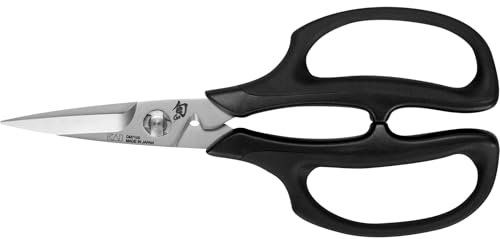 KAI Tijeras de cocina japonesas Shun para hierbas, negras, con una longitud total de 19 cm - Hoja de 5 cm - Tijeras de cocina de alta calidad