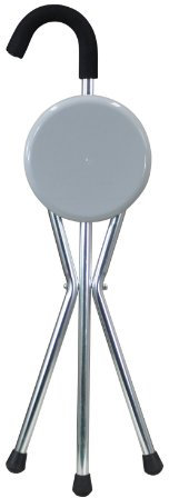 Aidapt Lightweight Folding Walking Stick with Seat - Comfortable, Portable Mobility Aid - Durable Aluminum, Foam Handle, Non-Slip Feet - 100kg Max Weight