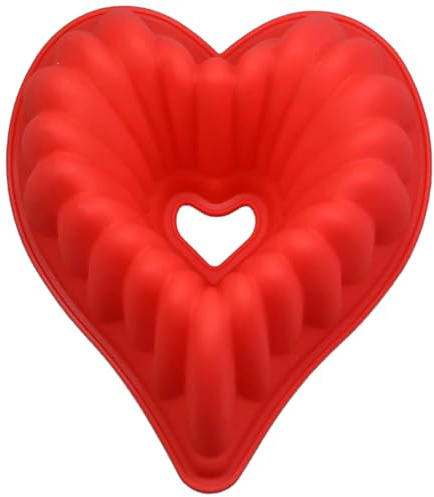 GMMH Extra große Backform in Herzform aus Silikon XXL Kuchen (Rot) Kuchenform zum Backen, 30 cm Brotbackform für Hochzeiten oder Valentinstag, Herz Gugelhupf Napfkuchen Kugelhupf
