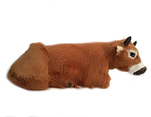 Liegender Ochse aus Echtfell zu 30 cm Krippenfiguren und Erzählfiguren