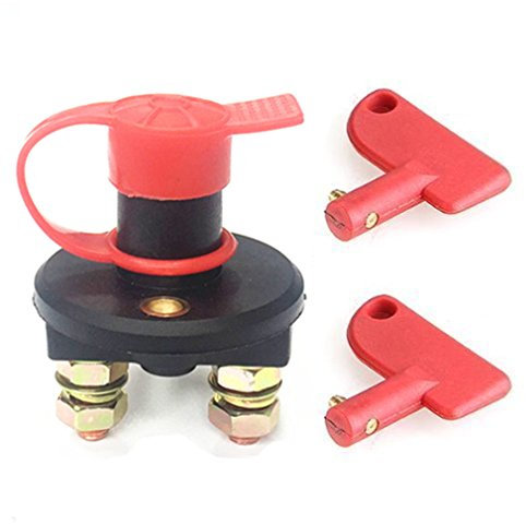 Qiorange Batterie Trennschalter 2 Polig KFZ Auto Stromschalter Isolator Trennen 1 Stück, Rot, Drucktaste, Manuell, IP57