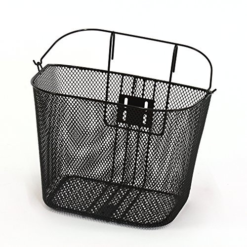 Bycicle Gear Fahrrad Lenkerkorb für Vorne mit Haken-Fahrradkorb Fahrradtasche-mit Bügel-34 x 25 x 26 cm, Schwarz